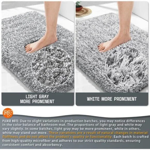 New 24x17 Bathroom Rug, Soft Plush Non-Slip Washable Mat for Shower & Sink Area - Picture 2 of 8